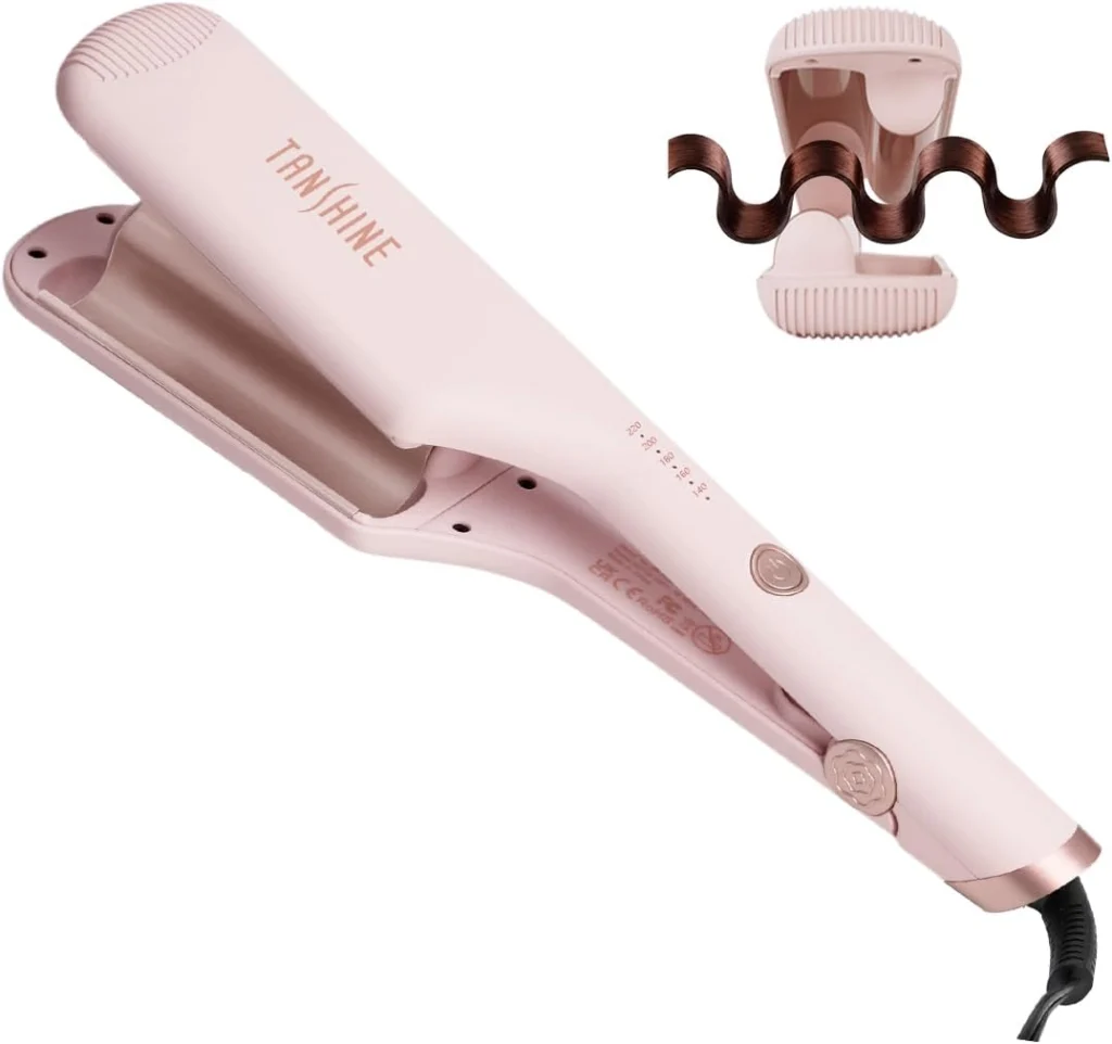 Fer à onduler TANSHINE 25 mm rose à triple cylindre, écran LED, bi-tension 110-240V