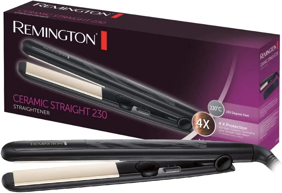 Lisseur Remington S3500 noir à plaques céramique tourmaline, compatible 110-120V